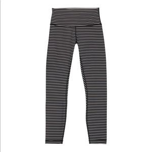 Lululemon Athletics Black/White Striped High Waist Leggings, Not Cropped, Size S